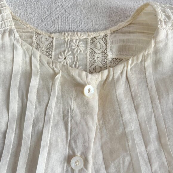 Antique Edwardian White Lacey Cotton Shirtwaist Blouse Bodice - Picture 15 of 16